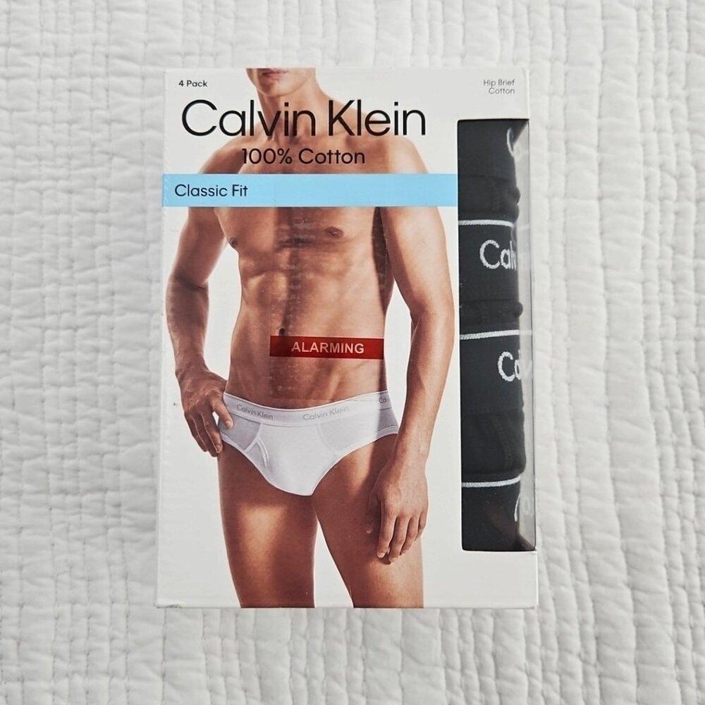 Calvin Klein 4 Pack Classic Fit‎ 100% Cotton Briefs Men's XL (40-42) NIB Black
